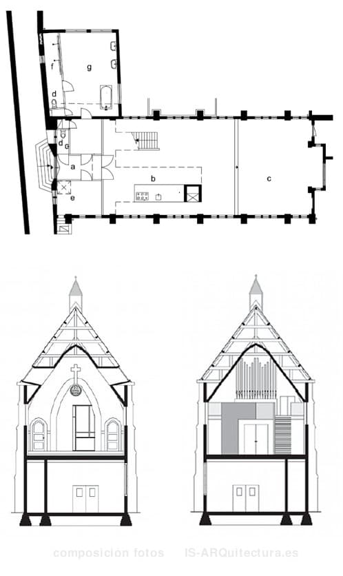 plano capilla convertida vivienda Capilla transformada en una moderna casa