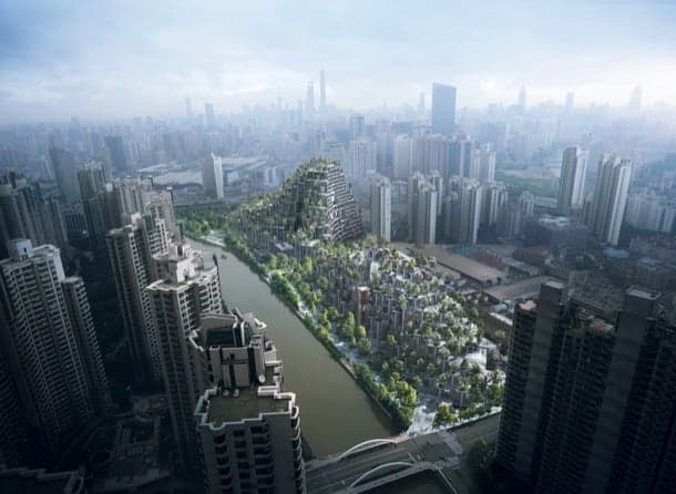 Colinas artificiales para el M50 de Shanghái