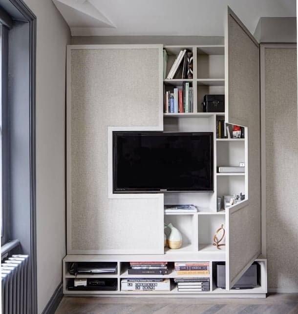 Mueble para tv de diseño personalizado, con gran estanterÃa