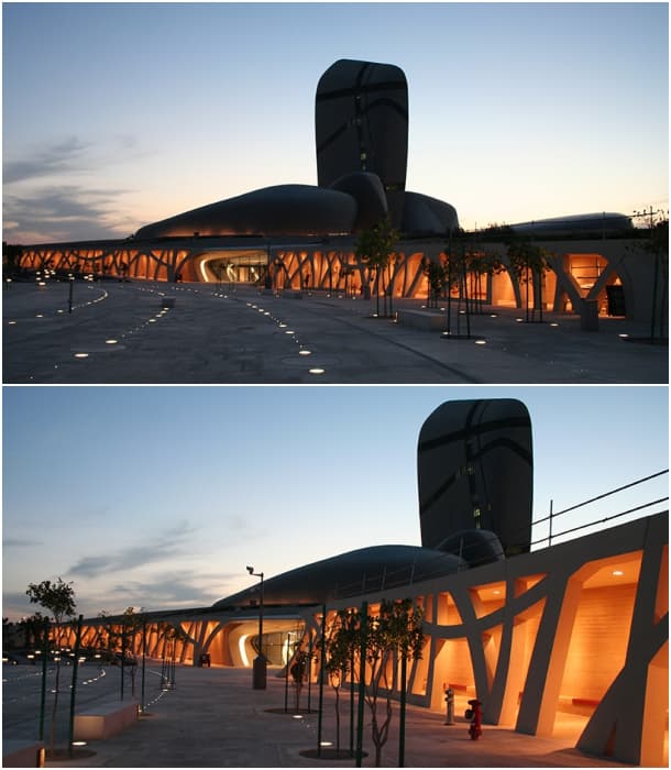 centro-cultural-rey-abdelaziz-atardecer
