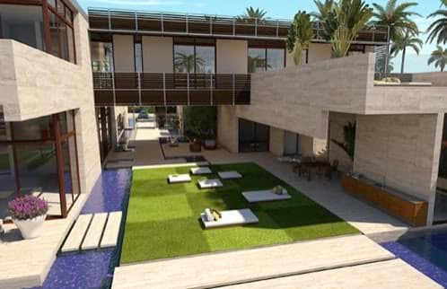 casa-lujo-con-estanques-4 vivienda moderna con jardines de estanques de agua