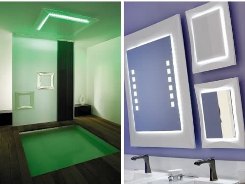 Moderno cuarto de baño de Fir Italia ducha-lluvia-espejo-luces