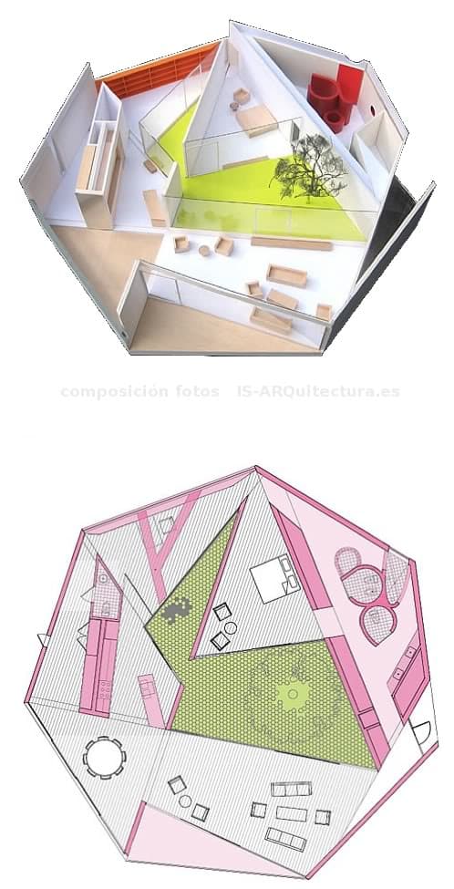 plano-casa-hexagonal plano-casa-hexagonal / maqueta de la casa Pittman Dowell