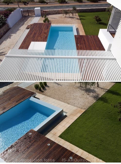 chalet-ciutadella-menorquinas-madera-12 chalet-ciutadella vista superior de las terrazas de madera y piscina