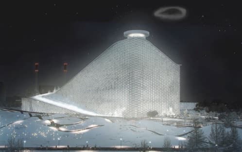 Incineradora y pista de esquí para Copenhague (todo en uno) proyecto de BIG para planta incineradora, con pista esquí en Copenhague