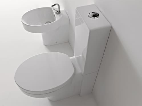 Sanitarios de la serie Cento, de Kerasan inodoro y bidé con forma elíptica de la firma kerasan