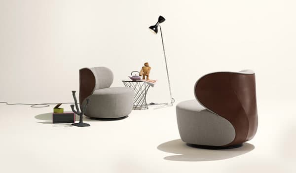 Sillón BAO: combinando dos materiales BAO-sillon-giratorio-en-tela-cuero-1