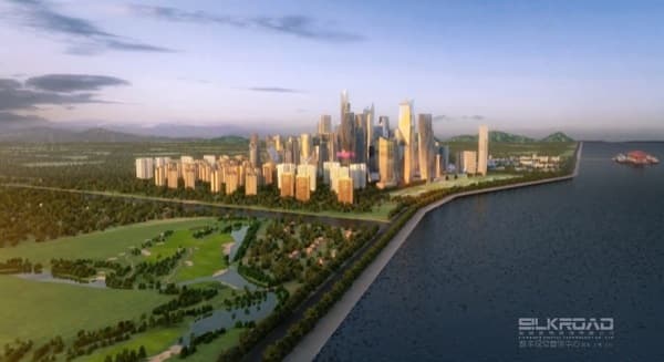 LAZIKA: nueva ciudad en la región de Anaklia (Georgia) nueva-ciudad-Lazika-Georgia-sector de negocios con rascacielos