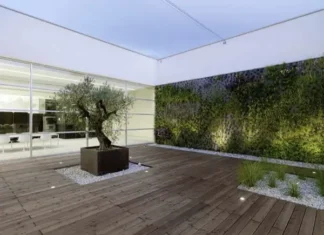 Moderno patio zen en el Xal Competence Center patio zen Xal Competence Center