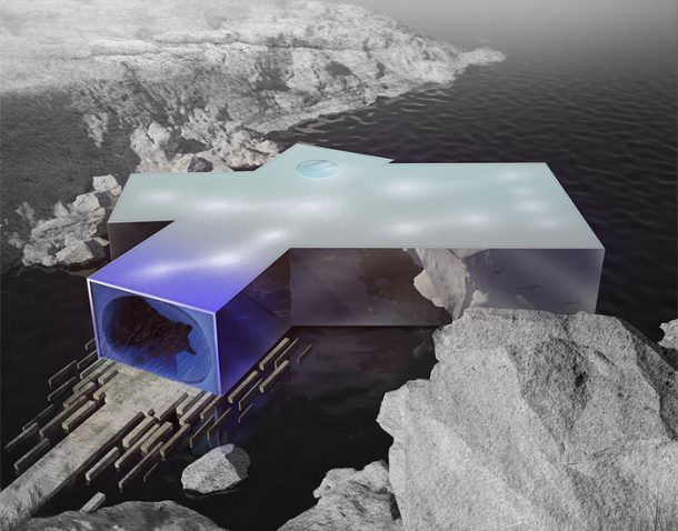 Edificio para exhibir el arte del buceo Centro-Buceo-Tsarevo-vista-aérea-exterior