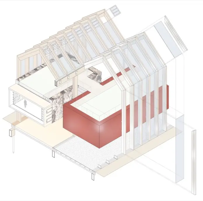 axonometría Pabellón España Expo 2015