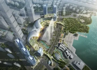 Centro Suzhóu, con la mayor cubierta monocasco Centro Suzhou vista aérea general