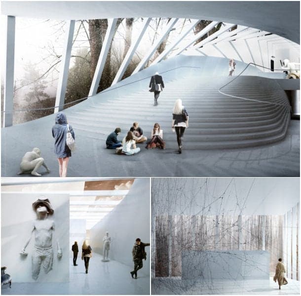 inteior ampliación Museo en Jevnaker