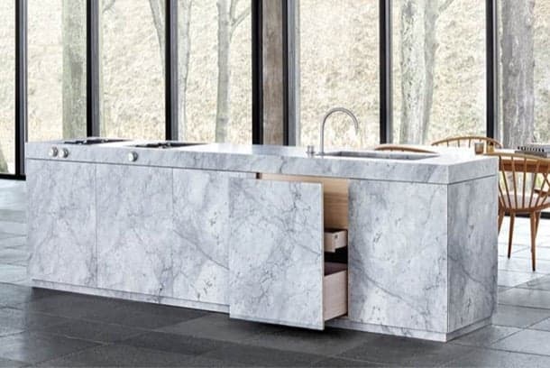 Cocina de mármol de Carrara, por Jonas Lindvall cocina de mármol de Carrara