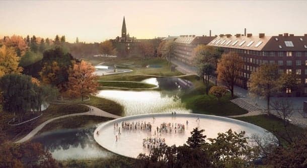 Remodelación urbana que tiene en cuenta el cambio climático remodelación urbana Nørrebro Copenhague
